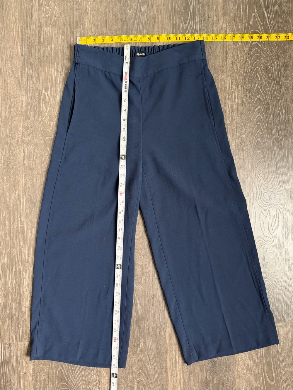 Madewell Navy Wide-Leg Cropped Pants Women’s Pull On Elastic Waist Small - Picture 4 of 6
